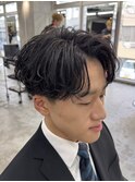 熊本メンズパーマ 波巻き ツイスパ MEN'SHAIR センターパート