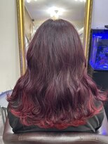 24 岸和田店&nbsp;ボルドーグラデーション×レッドインナーカラー