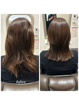 コルテ 倉敷西阿知店(CoRte.) 【before/after】くびれミディ/外ハネミディアム/こなれ感/絹髪