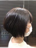 30代40代小顔丸みショート前髪あり大人可愛い