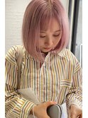 【心斎橋 hen】ハイトーンピンク　切りっぱなしボブ