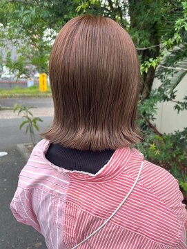 ナカオコアフュール(NAKAO COIFFURE) 外ハネボブ ショートボブ ベージュ 艶髪