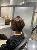 大人美人イメチェン大人丸みボブこなれヘアブラウン