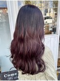 ●ブリーチなしワインレッドカラーラズベリーピンクパープル♪