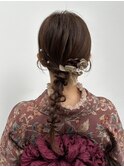 着物　ヘアセット　セミロング　編み下ろし　大阪　梅田
