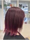 切りっぱなしボブ×ピンクグラデーション