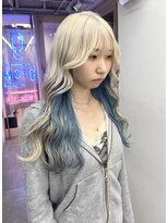 グロウ 渋谷(grow) ☆透明感ホワイトベージュ×ペールブルー☆インナーカラー