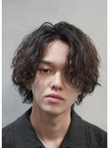 メンズミディアムメンズロングメンズボブ緩めスパイラルパーマ