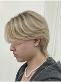ホワイトブロンド　センターパート