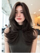 ダル 渋谷/表参道(DAL.)&nbsp;ハッシュカットミディアムレイヤーカーテンバングダークブラウン