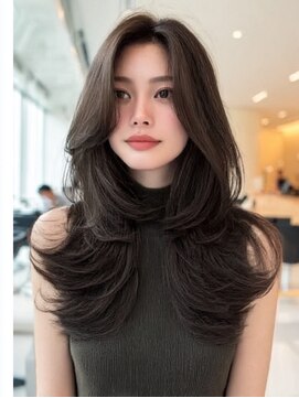 ダル 渋谷/表参道(DAL.) ハッシュカットミディアムレイヤーカーテンバングダークブラウン