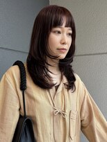 ヘアーアイストゥーレ(HAIR ICI TRE)&nbsp;バーガンディー　バタフライカット　顔まわりカット　レイヤー