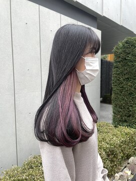 アクアオモテサンドウ(ACQUA omotesando) *インナーカラーラベンダーピンク×透明感暗髪ラベンダーグレー