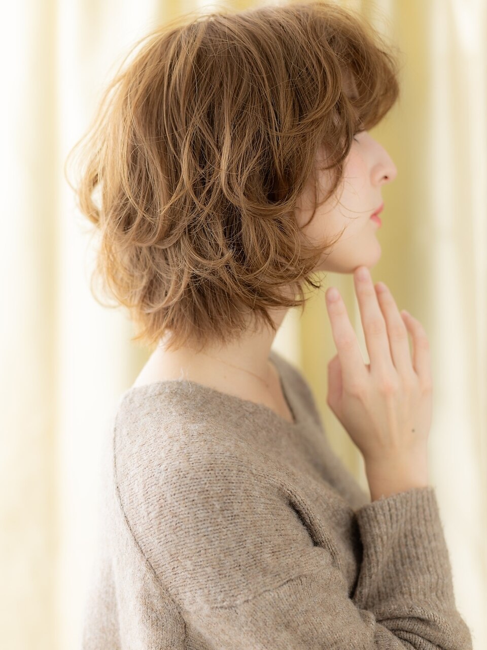 細めハイライトくせ毛風抜け感ウェーブミディアムY大宮30代40代