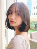 韓国ボブ キャラメルベージュの【タンバルモリ】スタイル