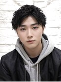 爽やかメンズ☆無造作ツーブロックマッシュナチュラル黒髪