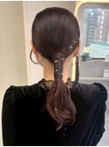 ヘアアレンジ ローポニー タイト お呼ばれ 結婚式 同窓会 二次会