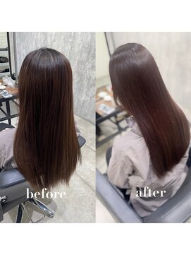 ジーナ 博多(Zina) 縮毛矯正×ピンクブラウンbefore→after/杉野友彦