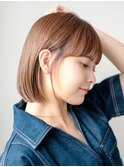 仙台/髪質改善/艶感☆アプリコットオレンジ×切りっぱなしボブ