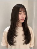 ロングレイヤー/ハイレイヤー/オリーブベージュ/透明感カラー