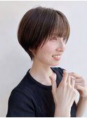 大人ショート丸みマッシュ前髪ありひし形丸顔絶壁K20240728