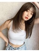 韓国ヘアーハッシュカットレイヤーカットグレージュブリーチ無し
