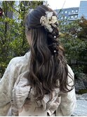推し活　着物　ヘアメ　ロング　ハーフアップ　ゆるふわ　大阪