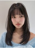 小顔顔まわりカットシースルーウルフレイヤーミディアム