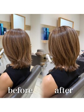 ミラバイケンジ 藤沢(Mira by KENJE) 白髪ぼかし細めハイライト30代40代50代セミディ