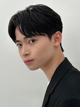 ロンドワン 三宮元町(Lond one) 黒髪センターパート/ニュアンスパーマ