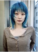 【GEEKS渋谷】ターコイズブルー/ウルフ/ハッシュカット/前髪あり