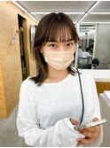 ベージュ フェイスフレーミングブラウン 前髪 顔まわり