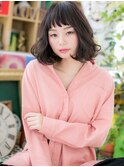 黒髪グレージュカラー前下がりボブくせ毛風c5川口20代30代40代