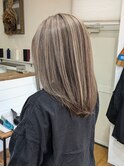 セミロング30代～50代グレイカラー白髪染め白髪ぼかし