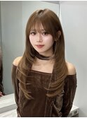 韓国ヘア ハッシュカット 小顔ヘア 秋カラー ロングヘア