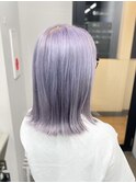 ラベンダーパープルカラーブリーチダブルカラー切りっぱなし横浜