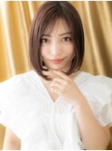 ココアブラウン美髪ワンカール切りっぱなしボブ316Z志木30代40代