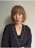 ハッシュボブレイヤーボブ韓国顔周りレイヤーヘーゼルベージュ