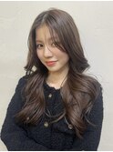 【髪質改善】艶グレージュ×韓国風センターパートセミディ