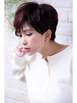 ヘアーアートシフォン 川口東口店(hair art chiffon) ダークアッシュorチェリーブラウンのイメチェンモードボブ