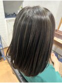 20代30代/ハイライト/白髪ぼかしハイライト/オリーブブラウン
