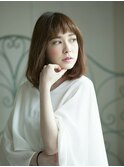 デザインカラー/シルキーベージュ/グレージュカラー/斜めバング