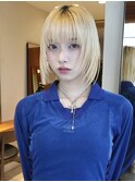 大人ボブ大人ショートボブ切りっぱなしボブ前髪あり前下がりボブ