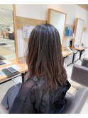 白髪ぼかし細めハイライト30代40代50代セミディ