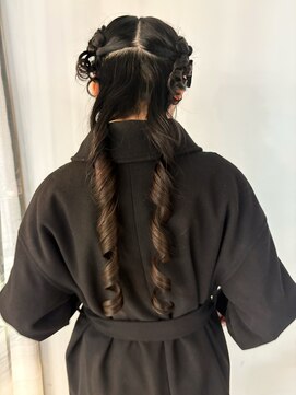参列ヘアセット　三つ編みアレンジ