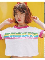 シャチュー(SHACHU) 【外国人風】顔まわりレイヤーボブ×グラデーションオレンジ