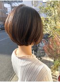 丸みショートボブ×ナチュラルブラウン＿TREAT妙典