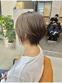 ショートボブ×白髪ぼかしハイライト×髪質改善カラー