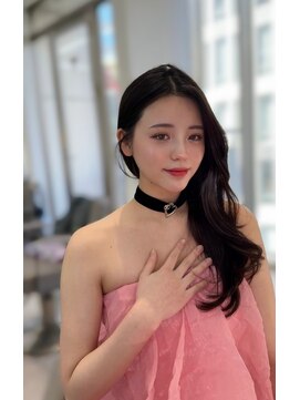 ノク 渋谷(nok) ウォニョンロング_美髪ピンクブラウン切りっぱなしボブ