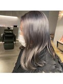 デザインカラーレイヤーカットウェットヘア夏オリーブベージュ